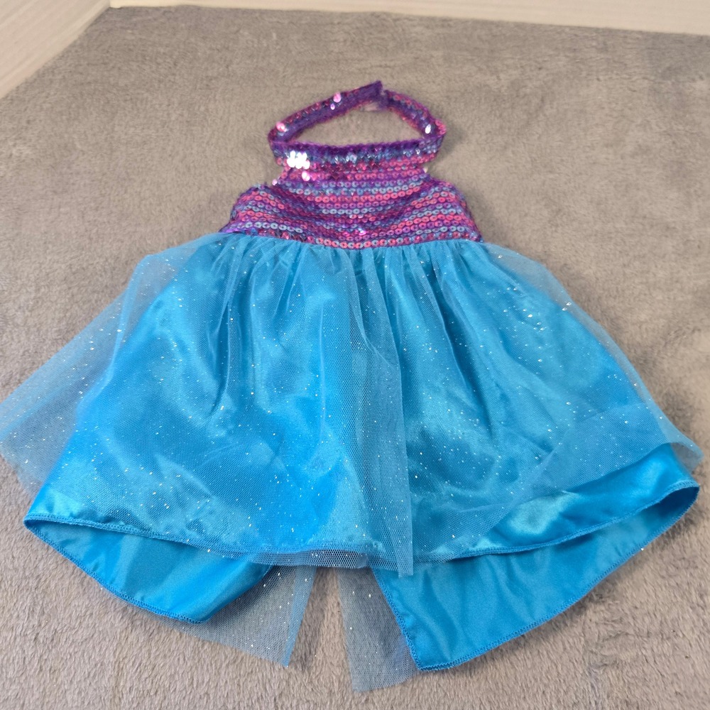 Build-A-Bear Workshop Blue Pink Purple Sequin Tulle Halter Doll Dress Accessory